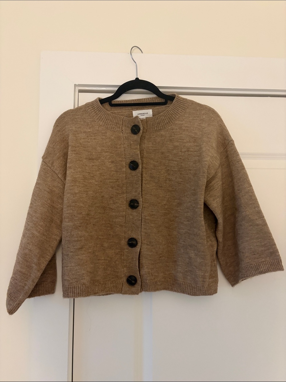 Kids Tan Button-Front Knit Cardigan by ANNIEWEAR Los Angeles